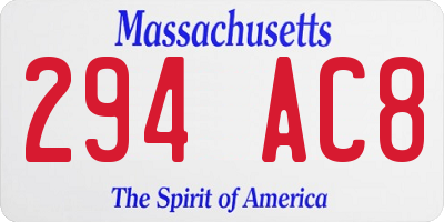 MA license plate 294AC8