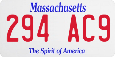 MA license plate 294AC9