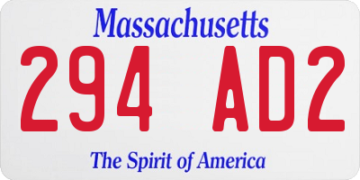 MA license plate 294AD2