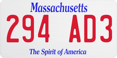 MA license plate 294AD3