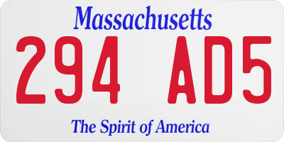 MA license plate 294AD5