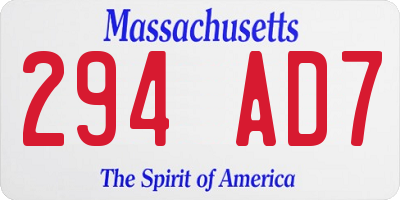 MA license plate 294AD7