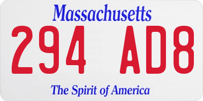 MA license plate 294AD8