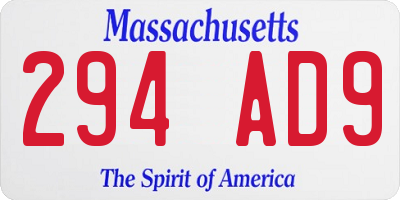 MA license plate 294AD9