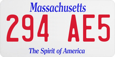 MA license plate 294AE5