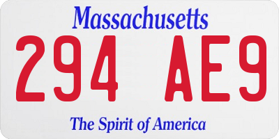 MA license plate 294AE9