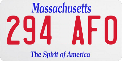 MA license plate 294AF0