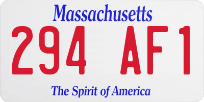 MA license plate 294AF1