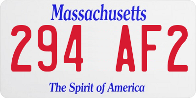 MA license plate 294AF2