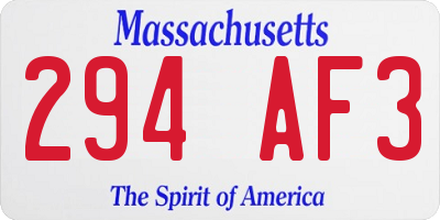 MA license plate 294AF3