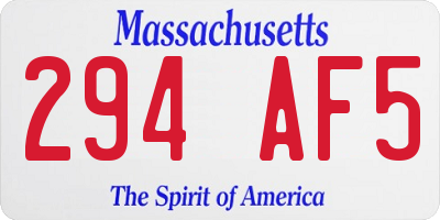 MA license plate 294AF5