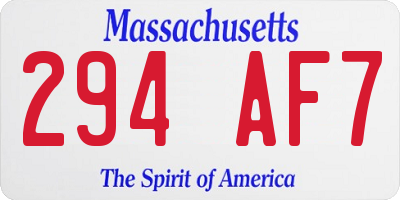 MA license plate 294AF7