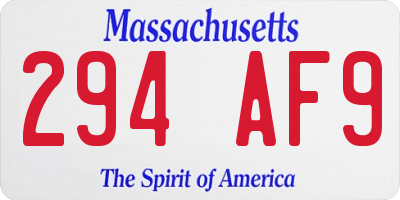 MA license plate 294AF9