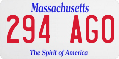 MA license plate 294AG0