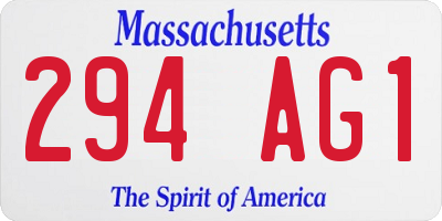 MA license plate 294AG1