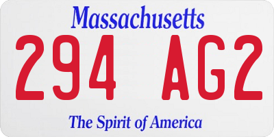 MA license plate 294AG2