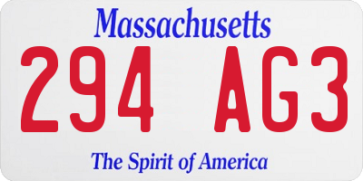 MA license plate 294AG3