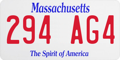 MA license plate 294AG4
