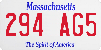 MA license plate 294AG5