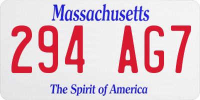 MA license plate 294AG7