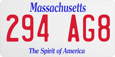MA license plate 294AG8