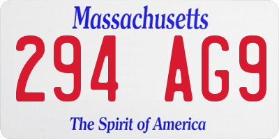 MA license plate 294AG9
