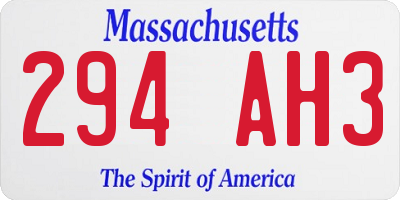 MA license plate 294AH3