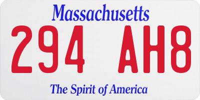 MA license plate 294AH8