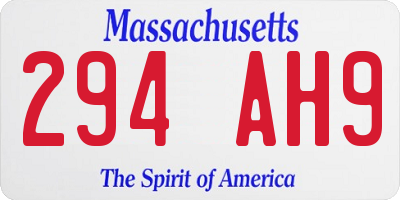 MA license plate 294AH9