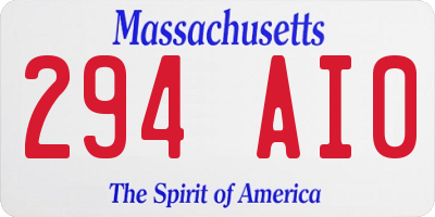 MA license plate 294AI0