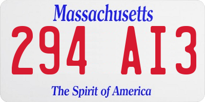 MA license plate 294AI3