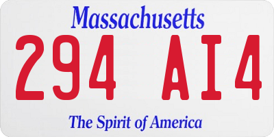 MA license plate 294AI4