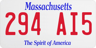 MA license plate 294AI5