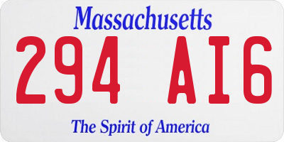 MA license plate 294AI6