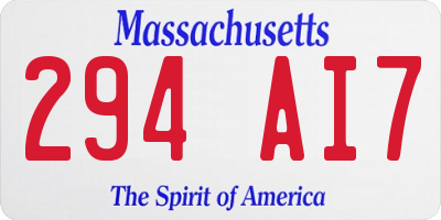 MA license plate 294AI7
