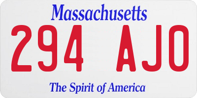 MA license plate 294AJ0