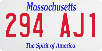 MA license plate 294AJ1