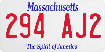 MA license plate 294AJ2