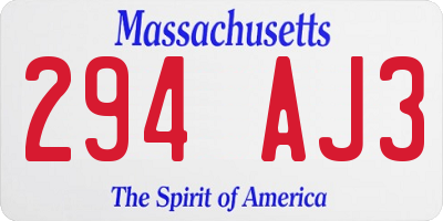 MA license plate 294AJ3