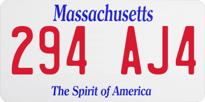 MA license plate 294AJ4