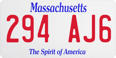 MA license plate 294AJ6