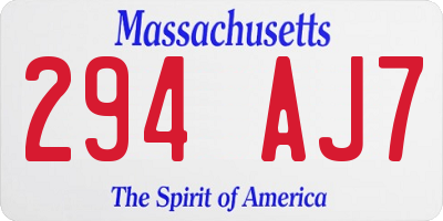 MA license plate 294AJ7