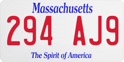 MA license plate 294AJ9