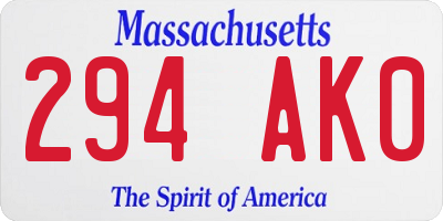 MA license plate 294AK0