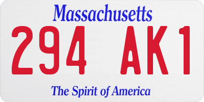 MA license plate 294AK1