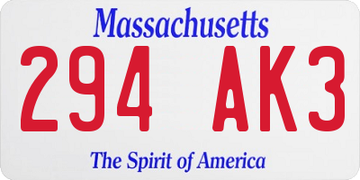 MA license plate 294AK3
