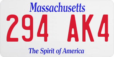 MA license plate 294AK4