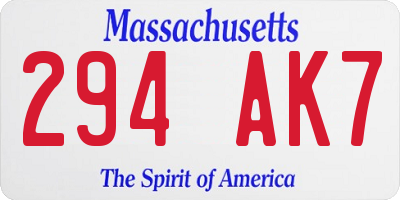 MA license plate 294AK7