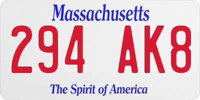 MA license plate 294AK8