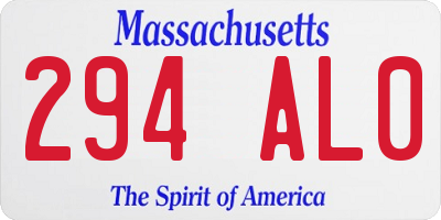 MA license plate 294AL0